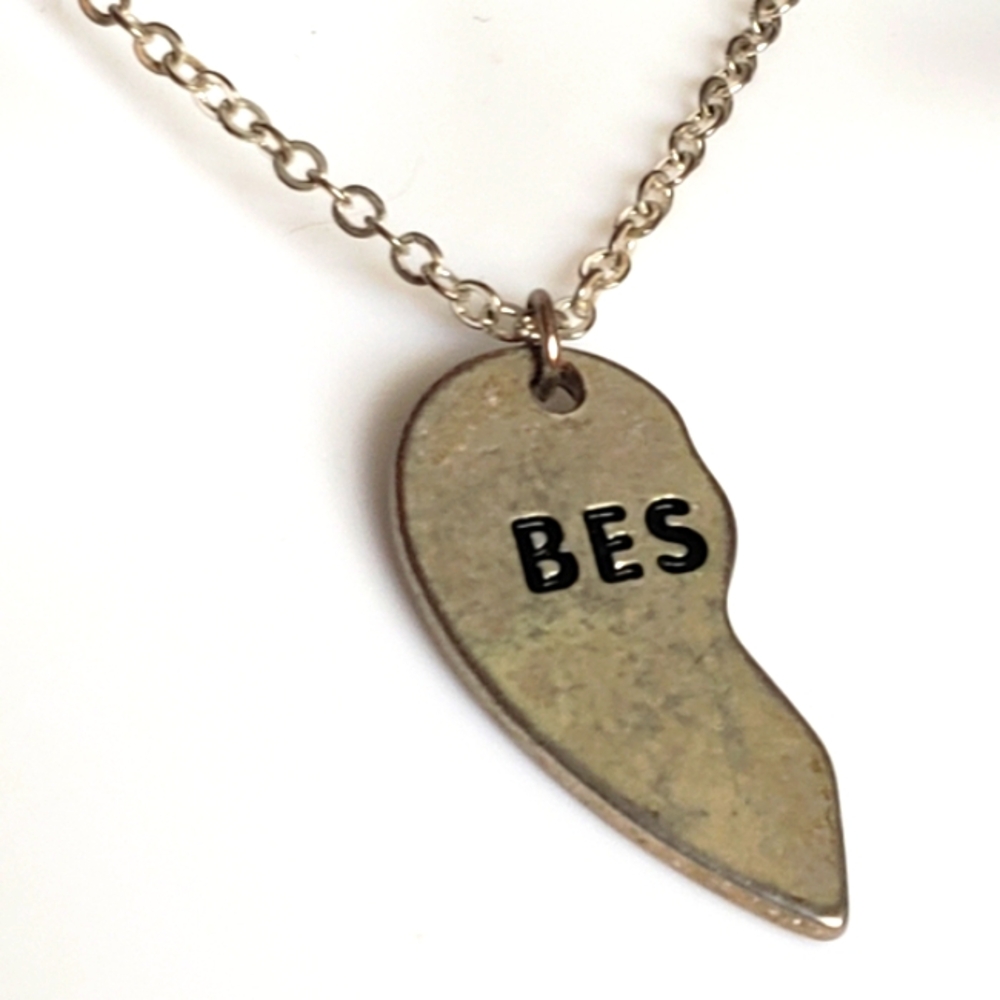 Claire's BES  Silver Tone  Metal Half Heart Necklace
